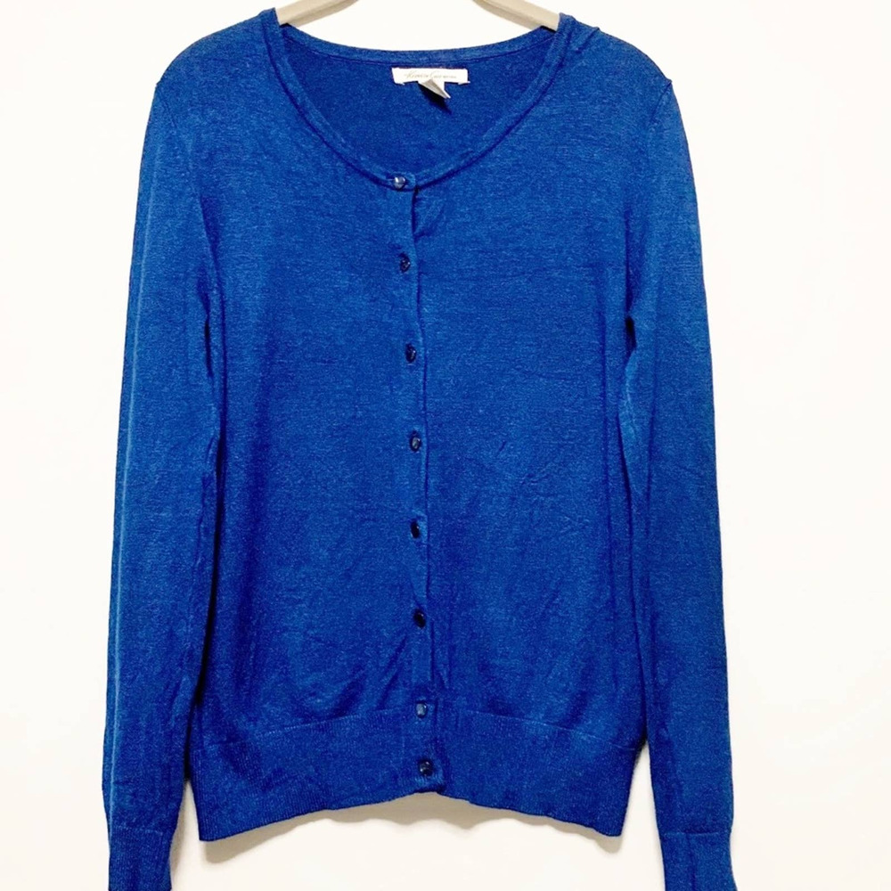 Kenneth Cole Sweater Womens Large Cardigan Blue Button Up Long Sleeve Ladies